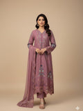 Chiffon Embroidered Cutwork Suit