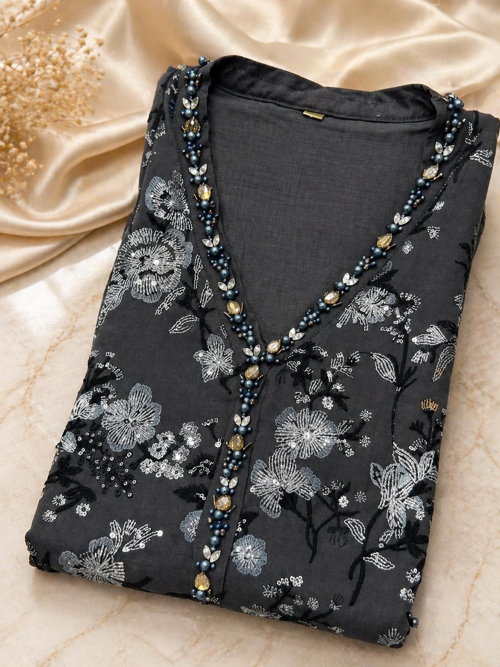 Chiffon Embellished Suit