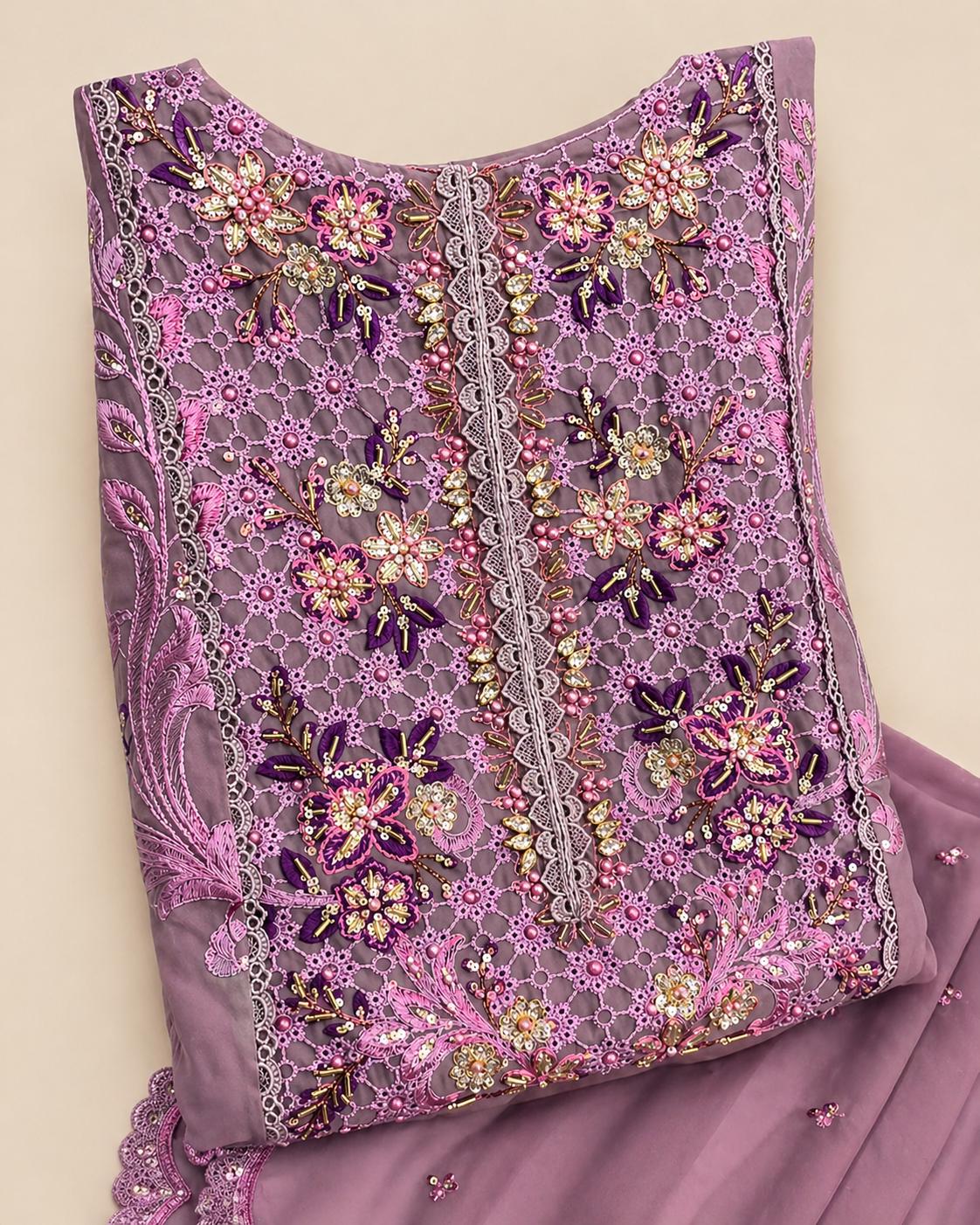 Embroidered Chiffon Suit