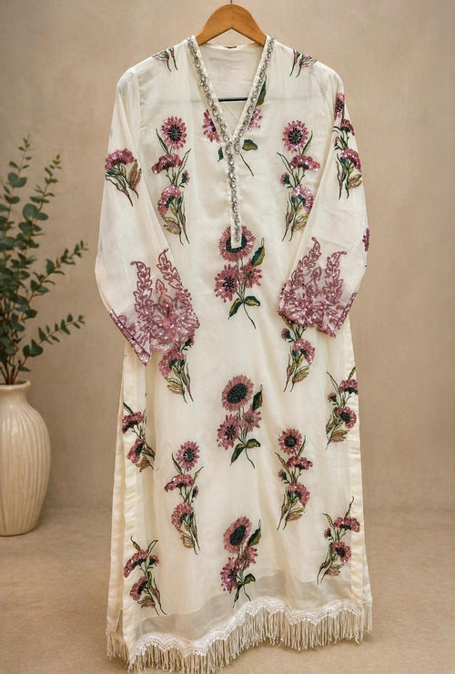 Chiffon Embellished Suit