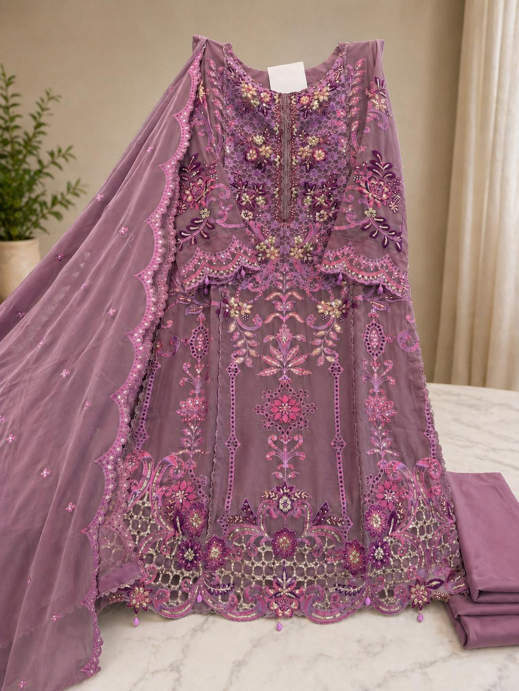 Embroidered Chiffon Suit
