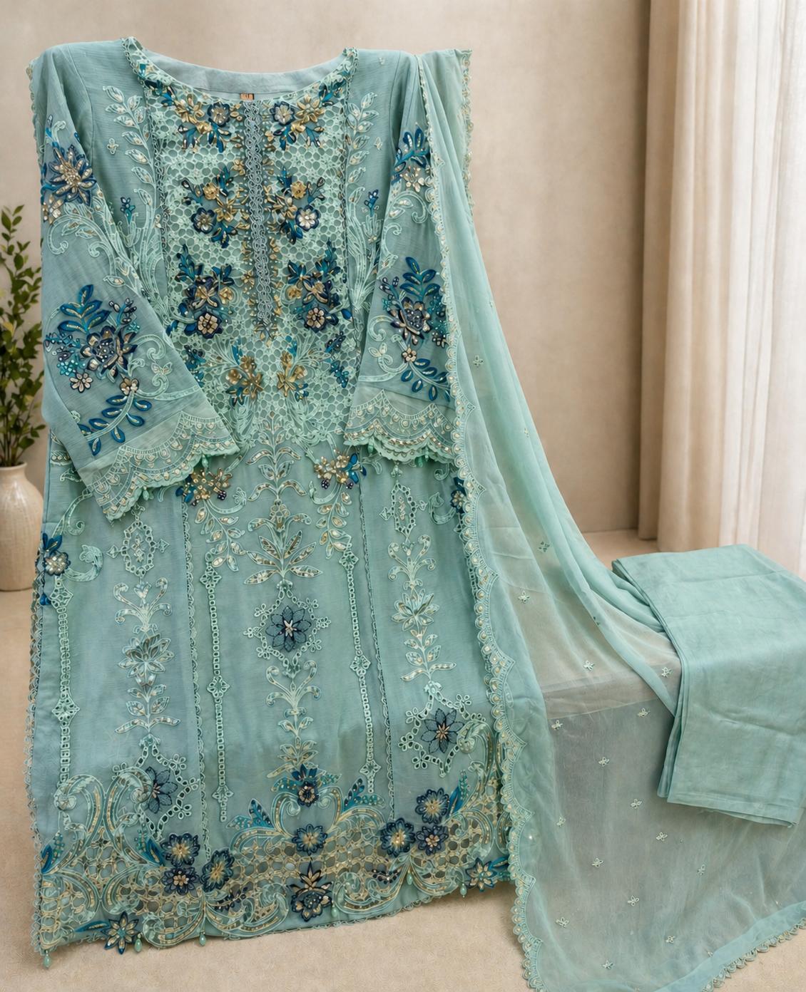 Embroidered Chiffon Set