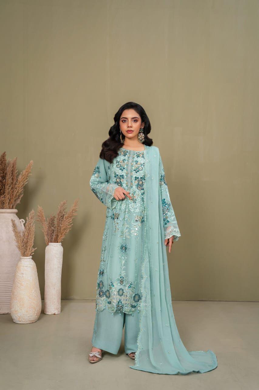 Embroidered Chiffon Set